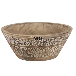 Vajilla de restaurante, cuencos para servir, diseño superior, cuenco de madera con Mango, diseño hecho a mano, ensalada de frutas, mezcla y servicio, cuenco de madera - Product Image 4