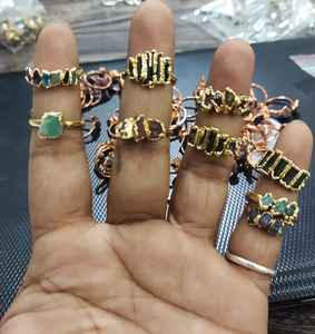 Wholesale Natural Raw gemstone Tourmaline <b>Ring</b>, Gold Plated Brass Handmade Multi Gemstone Boho <b>Crystal</b> Jewelry Manufacturer - Product Image 3