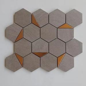 Tuile hexagonale en céramique argentée de terrain finition mate brillante de 73 millimètres pour la caractéristique et les murs d'accent disponibles pour l'exportation de l'Inde - Product Image 1