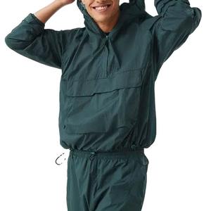 Venta al por mayor sudadera en blanco de algodón Zip up Sudadera con capucha y pantalones de chándal conjuntos cortavientos chándal para hombres - Product Image 2