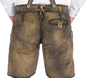 Bavarois chèvre daim cuir Lederhosen Shorts nouveaux hommes bavarois Lederhosen marron Oktoberfest Lederhosen prix les plus bas à faible coût - Product Image 5