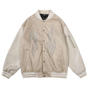 Vente chaude bas quantité minimale de commande Logos personnalisés vestes universitaires/nouveau Design couleur unie hiver hommes Collage vestes universitaires - Product Image 5