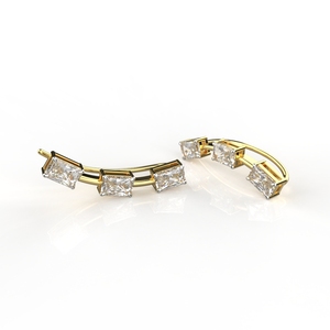 Avarta Jewellery 18k Gold Baguette <b>Cuff</b> <b>Earrings</b> - Product Image 3