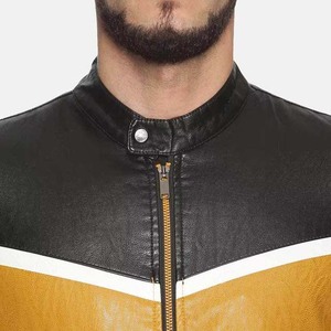 Ropa de hombre Chaquetas de hombre Color de contraste Nueva llegada Diseño de moda Manga larga Cierre de cremallera Chaquetas de cuero casuales para hombres - Product Image 6