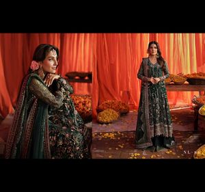 2025 nureh ชุดเดรสผ้าชีฟอง4ชิ้นตกแต่งและปักลายหรูหราพร้อมชุด dupatta pakistani salwar kameez - Product Image 2