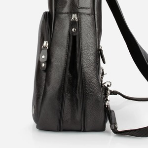 Sac à dos pour ordinateur portable en cuir véritable noir, unisexe, pour les voyages d'affaires, extensible, avec fermeture éclair, résistant à l'eau, grande capacité - Product Image 5