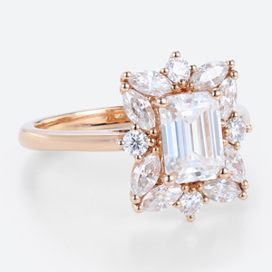 Luxury Emerald Cut CZ Diamond <b>Ring</b> for Women Rose Gold Plated <b>Statement</b> Engagement <b>Ring</b> Elegant Bridal Wedding Jewelry - Product Image 1