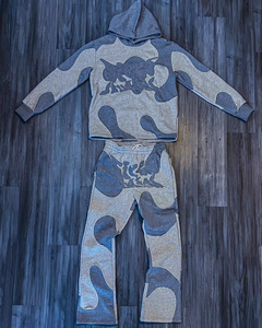 Custom Sweatsuit Pullover Hoodie and Sweatpants <b>Set</b> 100% Cotton Heavyweight Cut <b>Sew</b> Patch Embroidery Tracksuit for Men - Product Image 5