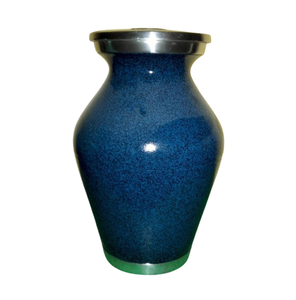 Urna Funeraria de Metal Premium Hecha a Mano, de Aluminio de Lujo con Acabado Azul Cielo Mate y Detalles Grabados de Hojas Negras. - Product Image 5