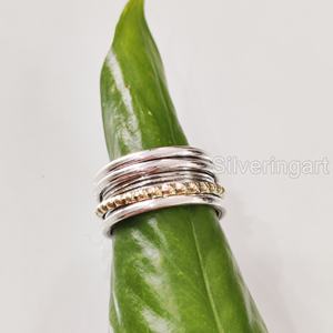 Infinity Spinner Band Bague de méditation Bague de pouce pour femme en argent sterling 925 Fidget Bijoux faits à la main Bague Spinner pour homme de Noël - Product Image 5