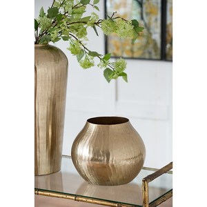 Florero de metal dorado de alta calidad y hecho a mano con revestimiento protector para uso en jardines y patios al aire libre a precio mayorista - Product Image 6