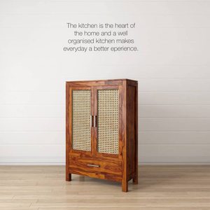 Gabinete de madera maciza multiusos acabado mate miel moderno para dormitorio, sala de estar, barra de estudio; opción de almacenamiento de estantería/Cocina - Product Image 3