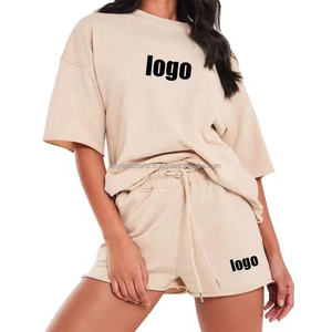 ชุดวอร์มสองชิ้นสำหรับผู้หญิงเสื้อยืดและกางเกงขาสั้นสำหรับใส่วิ่งออกกำลังกายในยิมยิมแบบลำลองสำหรับฤดูร้อน - Product Image 1