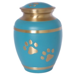 Marbre bleu avec empreintes de pattes rondes Urnes de crémation pour animaux de compagnie Urnes pour animaux de compagnie en métal en aluminium Cendres humaines Urnes pour animaux de compagnie à bas prix - Product Image 3