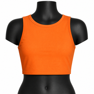 Top Corto Personalizado Naranja para Mujer, Sin Mangas, para Yoga, Gimnasio, Fitness, Ropa Deportiva Activa, OEM, Venta al Por Mayor - Product Image 1