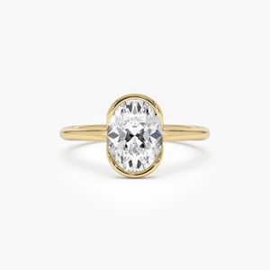 Anillo de compromiso ovalado con diamante cultivado en laboratorio de 1.50 ct, color E-F, claridad VS, en oro de 14K, con engaste de media montura, ideal para uso diario, joyería fina, regalo para ella. - Product Image 2