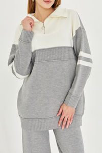 Conjunto de Dos Piezas de Punto de Alta Calidad para Mujer, con Cierre, Estilo Holgado, Informal, para Oficina, Suéter y Pantalones - Product Image 4