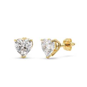 Boucles d'oreilles en diamant taille cœur de 1,50 ct, or jaune 14 carats (H SI1-SI2) - Product Image 2