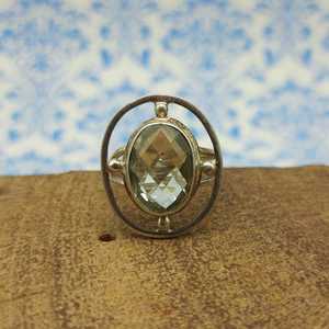 <b>Green</b> <b>Amethyst</b> Bohemian <b>Ring</b> 025 Unique Everyday Sterling Silver Designer <b>Ring</b> Bezel Setting Inlay Diamond for Party Gift Item - Product Image 2