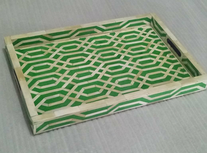 Plateau en incrustation d'os, motif élégant, plateau de présentation, aspect os, style d'accentuation d'intérieur, plateau décoratif artisanal, décoration de pièce - Product Image 2