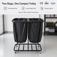 Support à sacs poubelles roulant JH-Mech, double support pour sacs poubelles, 1080 mm de hauteur avec roulettes, support à sacs poubelles en métal pour extérieur