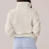Sweat-shirt à col zippé 1/4 personnalisé avec logo pour femme, coupe décontractée, épaules tombantes, en mélange de coton, style athleisure, OEM