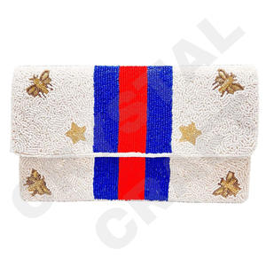 Blue and <b>white</b> Custom Beaded Party Clutch Evening Bag Designer <b>Ladies</b> Shoulder Bags Luxury Purses and <b>Handbags</b> Parties - Product Image 1