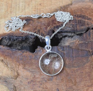 Pendentif mode rutile doré pendentif en argent sterling 925 avec pierres précieuses bijoux faits à la main forme ronde pendentif de créateur cadeau pour elle - Product Image 2