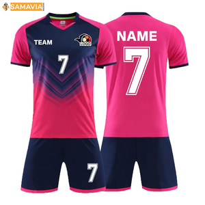 SAMAVIA Team Soccer Uniform Set Hombres Logotipo personalizado Jersey Futbol Transpirable Antibacteriano Secado rápido 100% Poliéster Match Kit OEM - Product Image 5