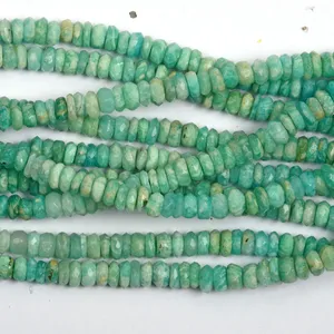 Natural Amazonite Beads Rondelle Shape Faceted Gemstone Women Jewelry Handmade Beads For Jewelry Making