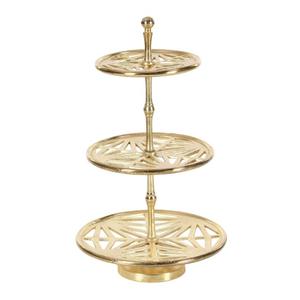 Soporte de pastel americano de hierro recubierto de oro de alta calidad Bandejas rectangulares de tres niveles con base antideslizante Venta caliente Soporte de pastel de metal - Product Image 3