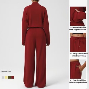 Conjunto Deportivo de 2 Piezas para Hombre, Estilo Urbano de Invierno, de Alta Gama, con Sudadera Transpirable de Media Cremallera y Cordón Ajustable + Pantalones Deportivos - Product Image 3