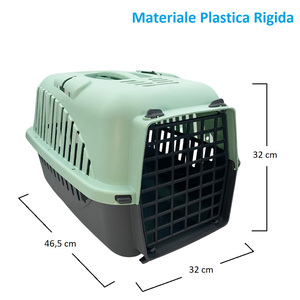 Trasportino in plastica resistente per gatti e cani di piccola taglia 32x47x32cm viaggio sicuro con opzioni verde/grigio/rosa - Product Image 2