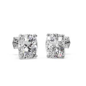 Boucles d'oreilles en or blanc 14 carats avec diamants taille coussin 0,75 ct H SI1-SI2 - Product Image 1
