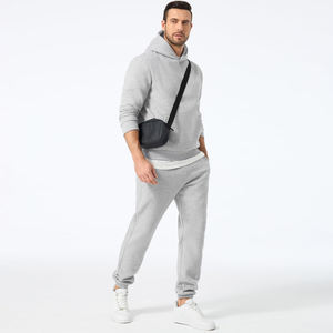 Heavyweight 500GSM Fleece Tracksuit for Men Custom <b>Printing</b> Zip <b>Hoodie</b> Jogger Pants Navy Grey Color Block Design Winter - Product Image 1