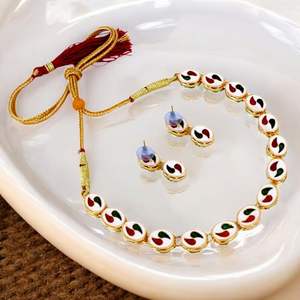 Classic Bollywood Trendy Designer Long Kundan Gold Plated <b>Crystal</b> Rhinestone <b>Jewelry</b> Set Necklace Earrings Party Wear Low Price - Product Image 2