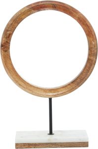 Sculpture géométrique en bois de manguier avec support en marbre Figurine décorative en forme de cercle idéal pour la décoration intérieure Statue en décoration marron - Product Image 2