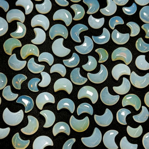 Natural Fire Opal Smooth Crescent <b>Moon</b> Shape Gemstone for Jewelry Making, Loose Hand Carved Opal Carving Briolette Beads, 13mm - Product Image 1