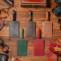Étiquettes de bagages personnalisées de haute qualité, en cuir véritable, de luxe, élégantes, durables, faites à la main, avec logo personnalisé, pour voyages
