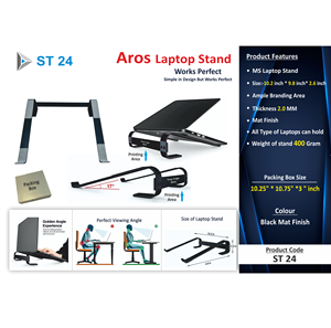 Support pour ordinateur portable pliable Aros, design simple, accessoires, bureau portable, rangement, support pour ordinateur portable réglable, prix bas - Product Image 1