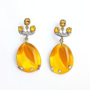 Boucles d'oreilles en argent sterling 925 fleur de jade jaune naturel pour femmes boucles d'oreilles fines pour femmes 2025 - Product Image 3