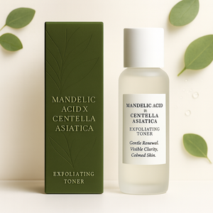 Tónico de Ácido Mandélico Certificado ISO 22716, Centella Asiática, Ácido Hialurónico - Iluminador, Reduce Poros, Hidratante, Antienvejecimiento - Product Image 1