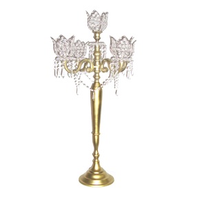 Candélabre en cristal en argent fini pour la décoration de mariage bougeoir de sol en métal aluminium candélabre fait à la main pour l'entrée - Product Image 4