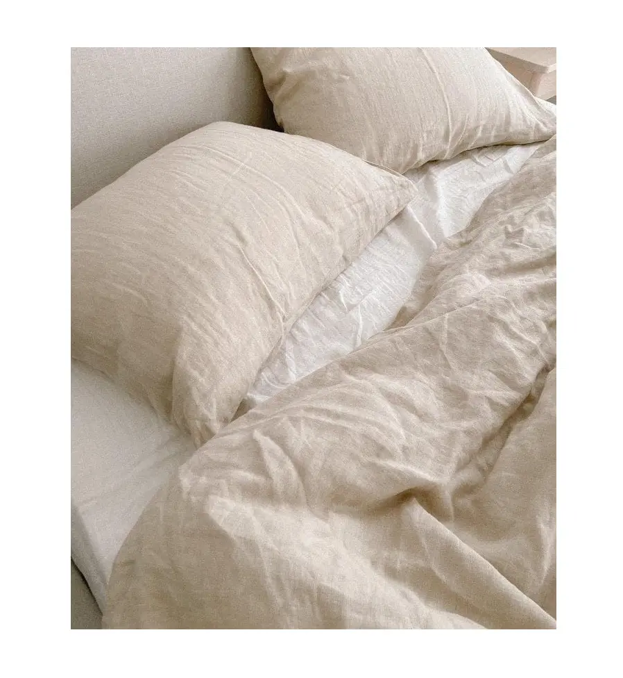 Ensembles de draps de lit blancs au design Unique, drap de lit à 200 fils, tissu en coton, drap de lit à bas prix avec rideaux et oreiller