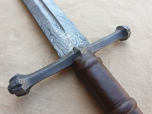 DAMASCO HECHO A MANO MANGO DE CUERO MARRÓN ESPADA VIKINGA 2017 - Product Image 4