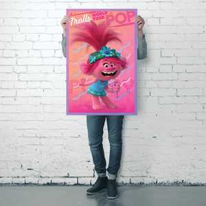 Affiche moderne Trolls World Tour, design Poppy avec motif végétal pour décorations d'anniversaire - Product Image 2