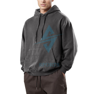 High Quality Custom Logo Solid Acid <b>Wash</b> Winter Hoodie Vintage Unisex Heavyweight Hooded Collar for Men and Women - Product Image 3