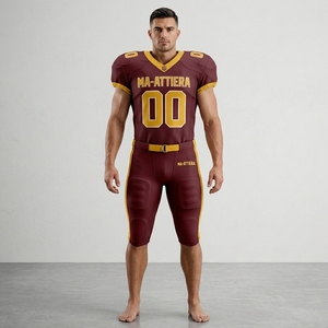 Uniforme de Fútbol Americano Personalizado Color Borgoña, Pantalones Acolchados, Uniforme de Equipo 00 OEM ODM, Ropa Deportiva al Por Mayor - Product Image 1