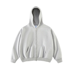 Sweat-shirts à capuche surdimensionnés personnalisés pour hommes, unisexe, 100% coton, polaire, poche, taille plus, sweat-shirts à capuche à fermeture éclair pour hommes, épaules tombantes - Product Image 3
