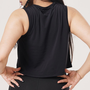 Camiseta sin mangas de algodón en blanco para gimnasio, logotipo bordado personalizado, camisetas sin mangas acanaladas de verano a granel para mujer - Product Image 4